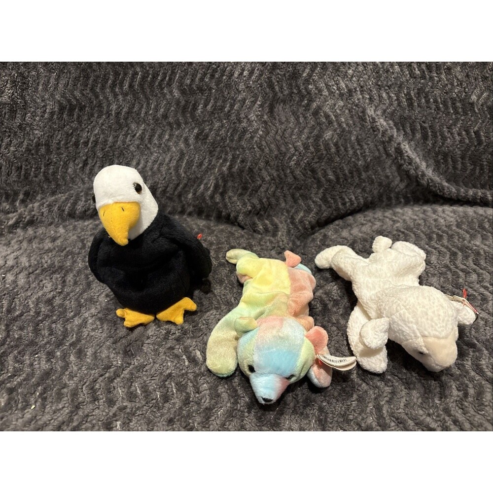 Lot of 3 TY Beenie Babies Fleece, Sammy, Baldy
